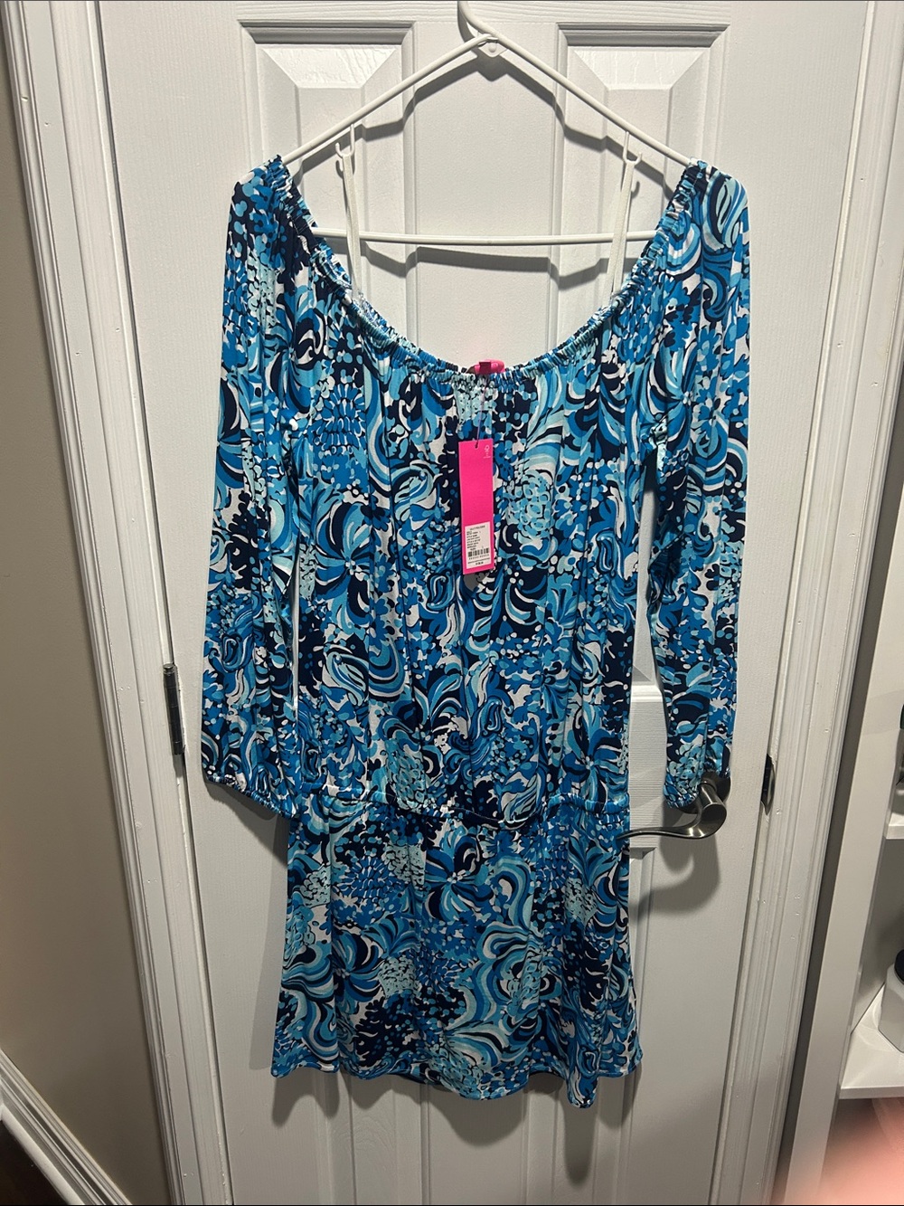 Lilly Pulitzer Blue Multi-Print Off-Shoulder Long Sleeve Dress with Skort